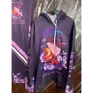 Rosatee November Girl Purple Tracksuit Set Hoodie Joggers Melanin Queen XXL
